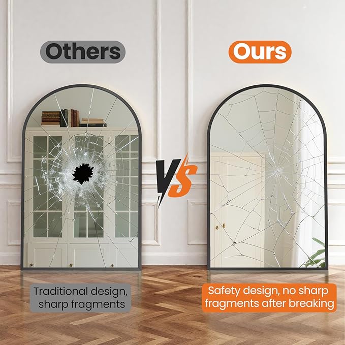 NEWBULIG 24X36 Inch Arched Bathroom Mirror - Image 7