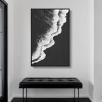 Framed Black and White Abstract Beach Canvas Wall Art, Modern Minimalist Art - Image 5