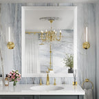 Amorho Bathroom Mirror, 28x36 Inch White Thick Metal Framed Wall Mirrors - Image 8
