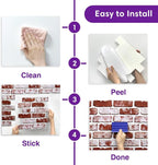3D Peel and Stick Faux Brick Wall Panels 11.8" x 11.8" 10-Pack Red, Small - Image 6