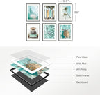 Framed Coastal Beach Wall Art for Living Room, Teal Green Summer Seascape - Image 9