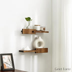 GRID FORTE Wood Floating Shelf Set of 2, 4.5D x 15W Inch Modern Reversible Wall - Image 7