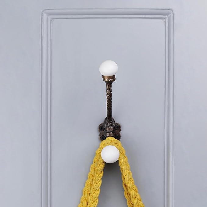 Indian Shelf Pack of 12 Heavy Duty Double Prong White Decorative Coat Hooks - Image 5