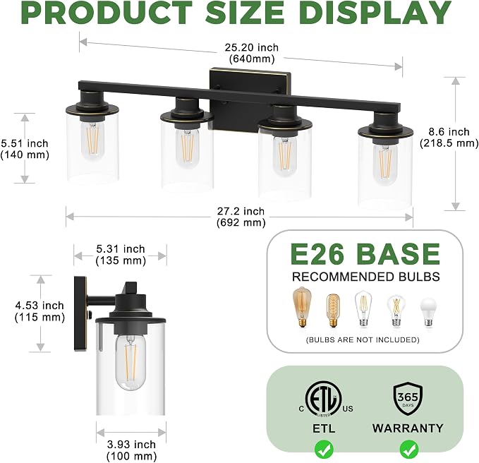 DORESshop 4-Light Vanity Light Fixtures, Modern Vanity Lights - Image 5