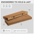 Homeforia 18 inch Golden Oak Floating Shelf, High End Solid Real Wood 18inch - Image 2