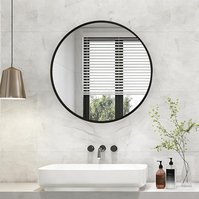 NEWBULIG 30 Inch Round Wall Mirror, Bathroom Mirror - Image 7