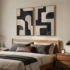 Large Framed Modern Neutral Abstract Wall Art, Geometric Pictures - Image 4