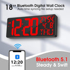 18" Digital Wall Clock Large Display/Bluetooth Sync Time, Large Wall Clock - Image 2