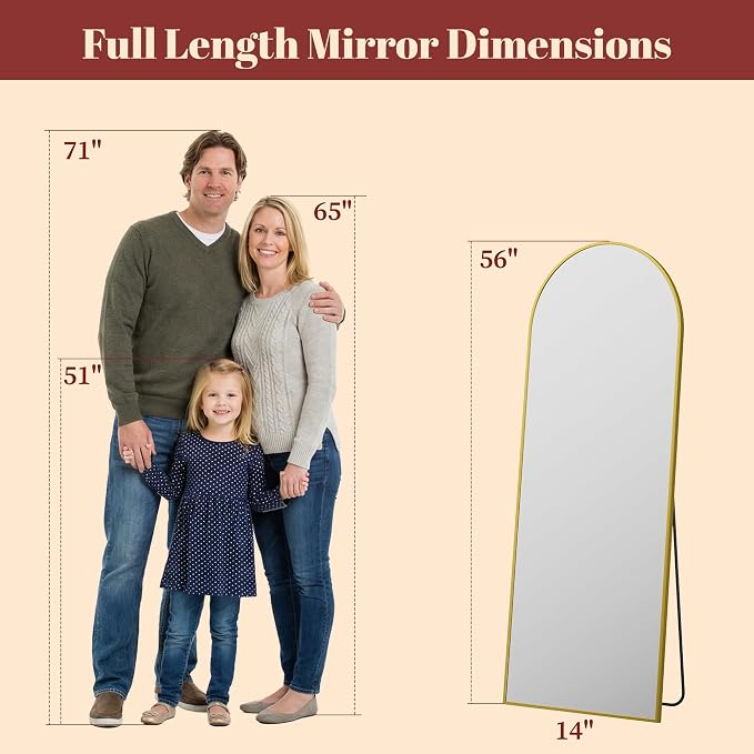 Suidia 56"x15" Arched Full Length Mirror - Image 4