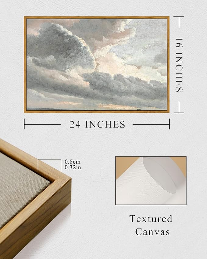 InSimSea Framed Canvas Wall Art Vintage Decor, Nature Wall Decor, Large Sky - Image 5