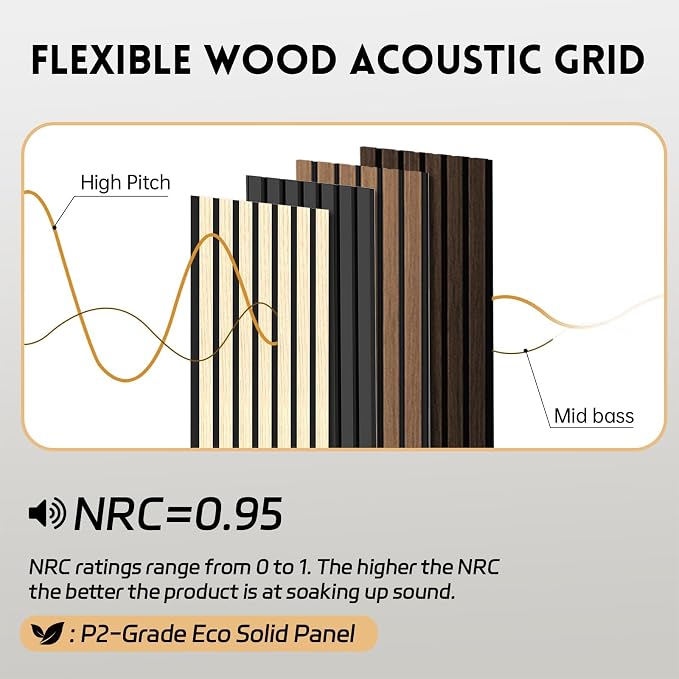 RITOLLO 4 Pack Wood Panels for Wall, 90.55"×12.6" Wood Slat Acoustic Panels for - Image 3