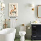 Boho Sage Green Bathroom Poster Vintage 70s Pin Up Girl Wall Art 12X16 inch - Image 3