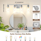 VerRon 4-Light Bathroom Light Fixtures, Classic Wall Light Fixture - Image 8