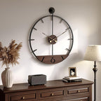 Cuspin Modern 24 Inch Wall Clock, Minimalist Wood and Metal Wall Decor Clock - Image 2