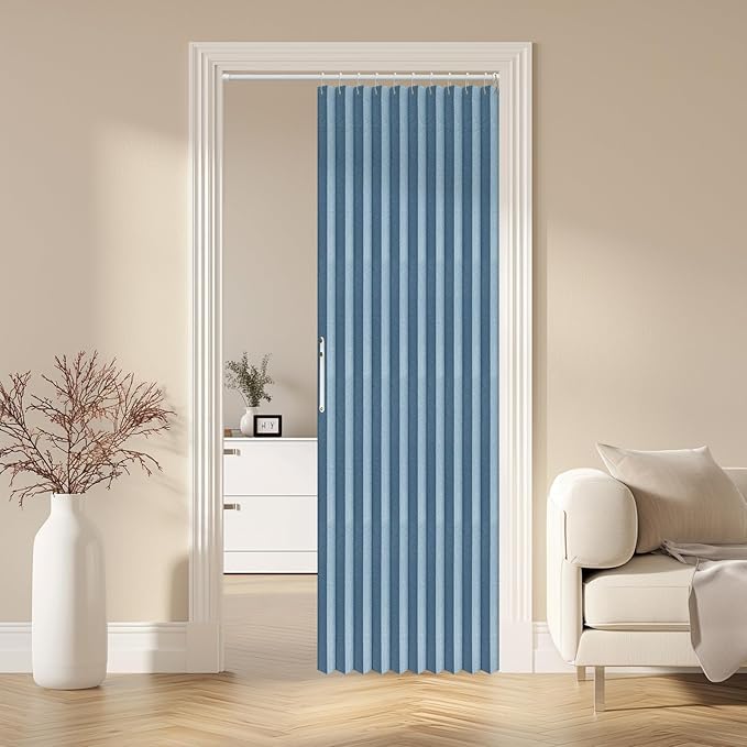 AJAZZ 100% Blackout Accordion Doors Interior Magnetic Door Curtain Closet Door by AJAZZ