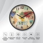 12" Silent Non-Ticking Vintage Distressed World Map Wall Clock, Battery - Image 2