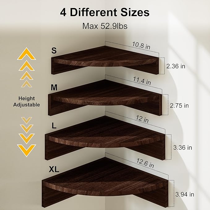 Alsonerbay Corner Shelf Wall Mount, Floating Shelves - Image 3