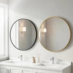 OLIXIS 30 Inch Black Round Bathroom Wall Mirror, Round Bathroom Mirrors - Image 2