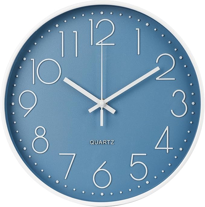 Wall Clock 12 Inch Non-Ticking Silent Modern Simple Style Round Decor Clock by BAKBRAND