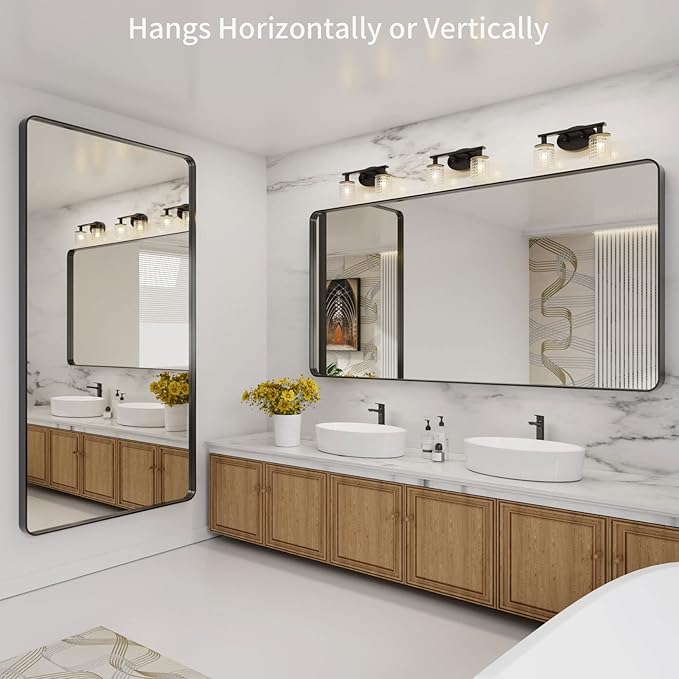 LOAAO Black Metal Framed Bathroom Mirror - Image 3