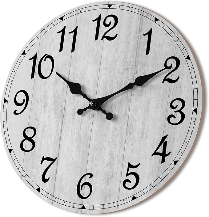 Wall Clock 14 Inch, Vintage Rustic Wooden Clocks Decorative by HYLANDA