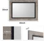 YOSHOOT Rustic Wooden Framed Wall Mirror, Natural Wood and Iron Bathroom Vanity - Image 6