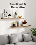 AMADA HOMEFURNISHING Floating Shelves, Paulownia Wood Wall Shelves - Image 3