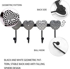 Coat Rack Wall Mounted with 4 Hooks, Heart Geometric Pattern Decorative Wall - Image 3