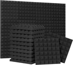 24 Pack-12 x 12 x 2 Inches Pyramid Designed Acoustic Foam Panels, Sound Proof by SODOCT