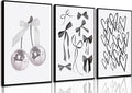 BOKPEN 3pcs Black and White Trendy Preppy Wall Art Bows Disco Ball Many Heart by bokpen