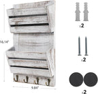 Mail Organizer Wall Mount with 4 Key Hooks, Rustic Wooden Hanging Mail Sorter - Image 5