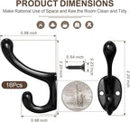 Coat Hooks, 16 Pack Black Metal Heavy Duty Screw-in Wall Hooks - Image 2