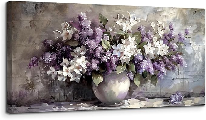 SERIMINO Still Life Large Wall Art, Vintage Vase Flowers Pictures Wall Decor by SERIMINO