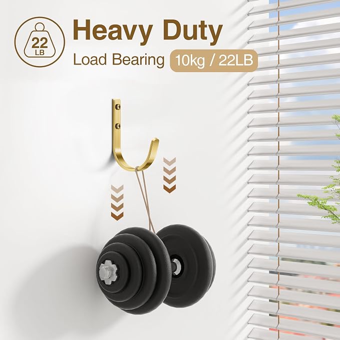 10 Pack Wall Hooks for Hanging Towel/Coat - 22LB Screw in Metal Hanger Wall - Image 5