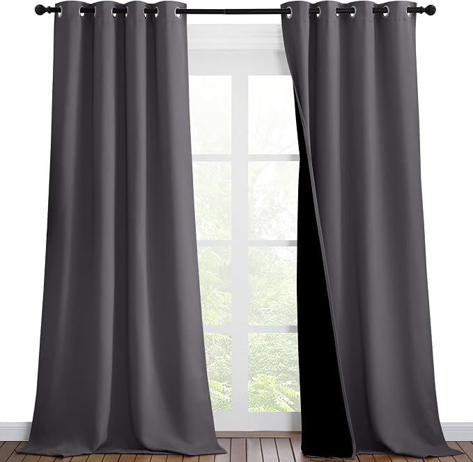NICETOWN Grey Full Shade Curtain Panels, Pair of Thermal Insulated & Energy by NICETOWN