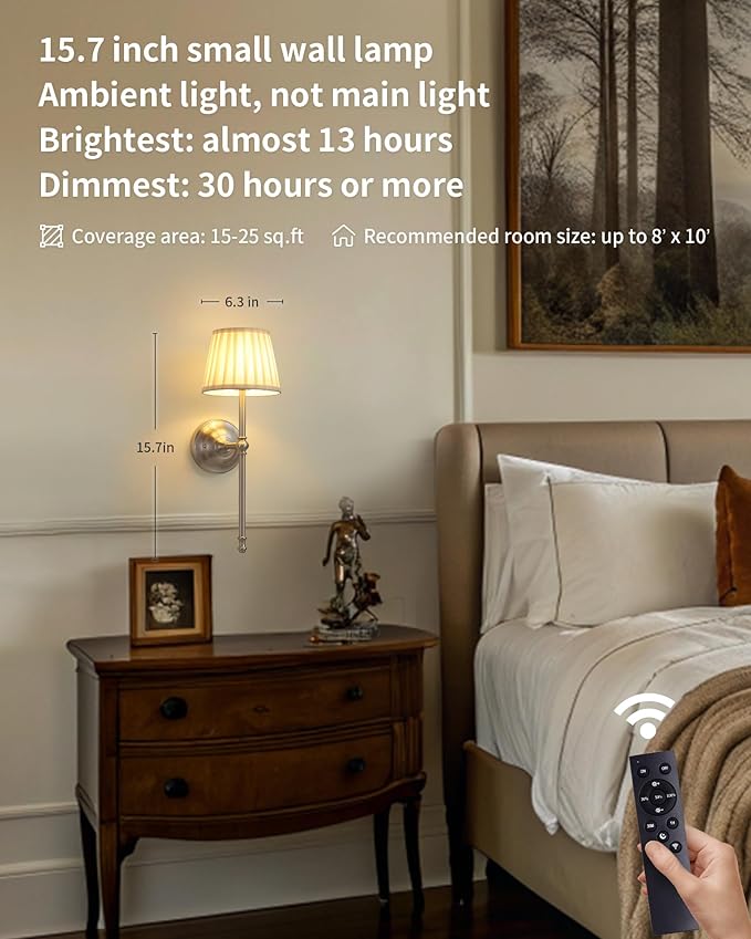 KDG Cordless Wall Sconces Set of 2, Small Wireless 5200mAh Rechargeable Battery - Image 2