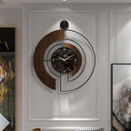 Modern Walnut Marble Dial Wall Clock, Large Wood Metal Frame Silent Non Ticking by VIVIFLYSE
