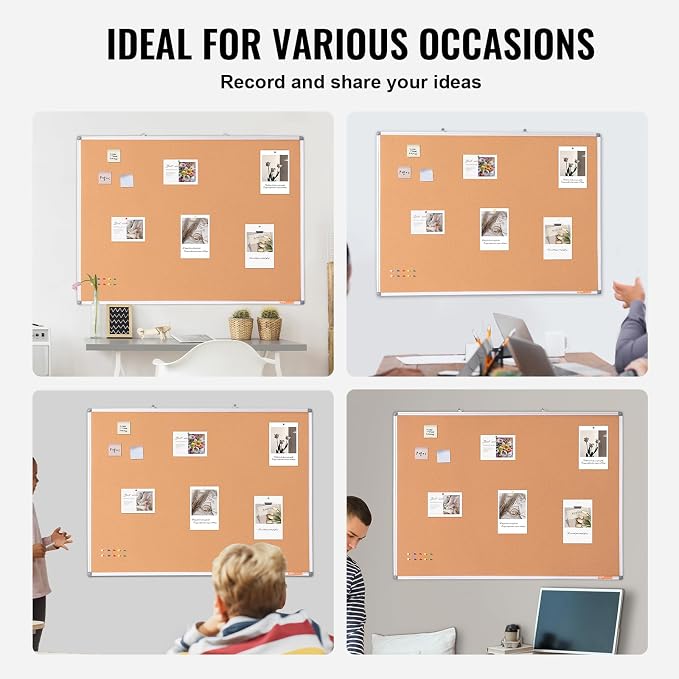 VEVOR 48"x36" Large Cork Board – Wall-Mounted Bulletin Board - Image 7