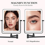 Wall Mounted Lighted Makeup Mirror, Rectangle Double Sided 1X/10X Magnifying - Image 2