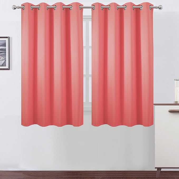 LEMOMO Coral Blackout Curtains 52 x 54 Inch Length/Set of 2 Curtain by Lemomo