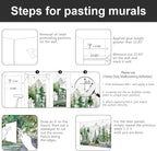 -Green Cartoon Pine Forest Nursery Fabric Wallpaper - Image 5