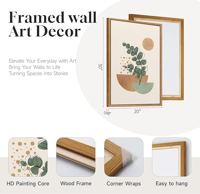 Large Framed Abstract Boho Wall Art - Image 7