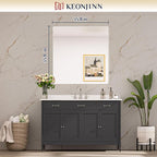 Keonjinn Brushed Nickel Wall Mirror, 36 x 36 Inch Large Square Silver Bathroom - Image 8