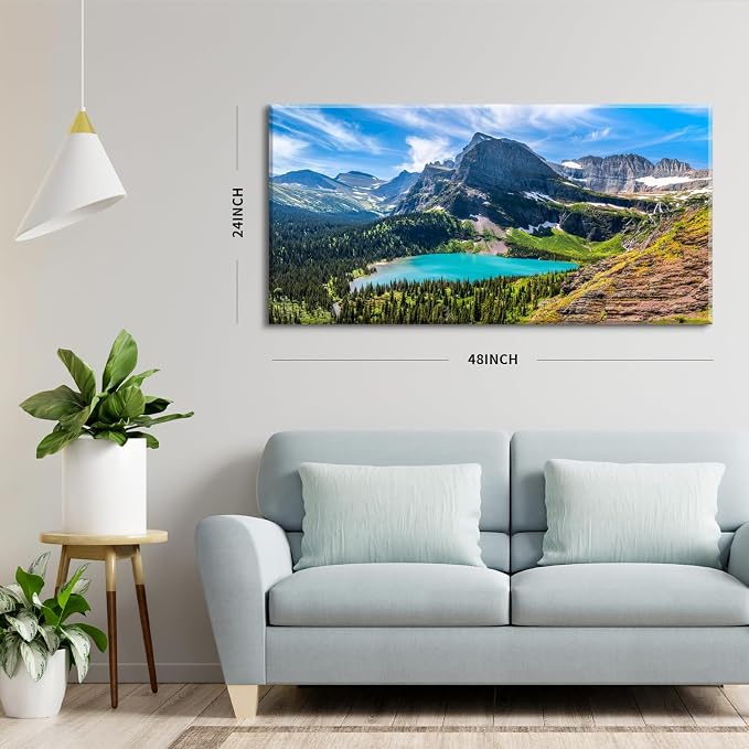 Mountain Canvas Wall Art Teal Saint Mary Lake Landscape Wall Decor Glacier - Image 3