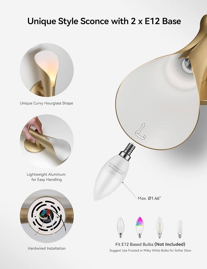 Tubicen Wall Sconces Gold Movie Theater Sconces Wall Lighting Up and Down 15.7" - Image 6