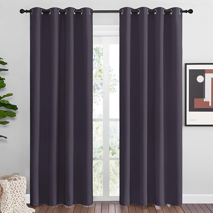 NICETOWN Greyish Purple Blackout Curtains 86 inches Length by NICETOWN