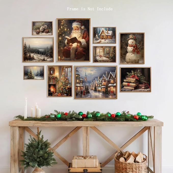 Vodefoad Christmas Gallery Wall SET of 10 Vintage Christmas Wall Art Retro - Image 8