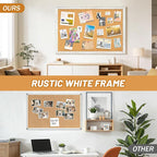 White Cork Board for Wall, 36 x 24 inches Decorative Bulletin Board, Rustic - Image 8
