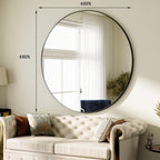 HARRITPURE 48 Inch Round Mirror, Modern Aluminum Alloy Frame Large Vanity Wall - Image 5