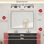 Keonjinn 48 x 36 Brushed Nickel Bathroom Vanity Mirror, Large Rounded Rectangle - Image 6